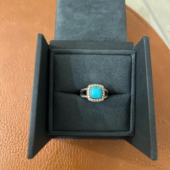 David Yurman Petite Albion Ring with turquoise and diamond LIMITED—LIKE NEW - Picture 1 of 6